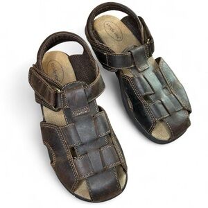 Stride Rite Boys’ Leather Angler Sandals – Size 1W 🤎